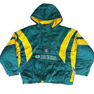 Vintage Starter Green Bay Packers NFL Puffer Jacket Green Yellow XXL 90s